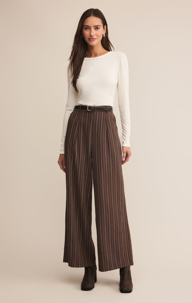 Pants Alma Pinstripe Wide Leg Pant Chocolate Cherry