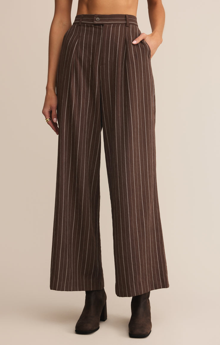 Pants Alma Pinstripe Wide Leg Pant Chocolate Cherry