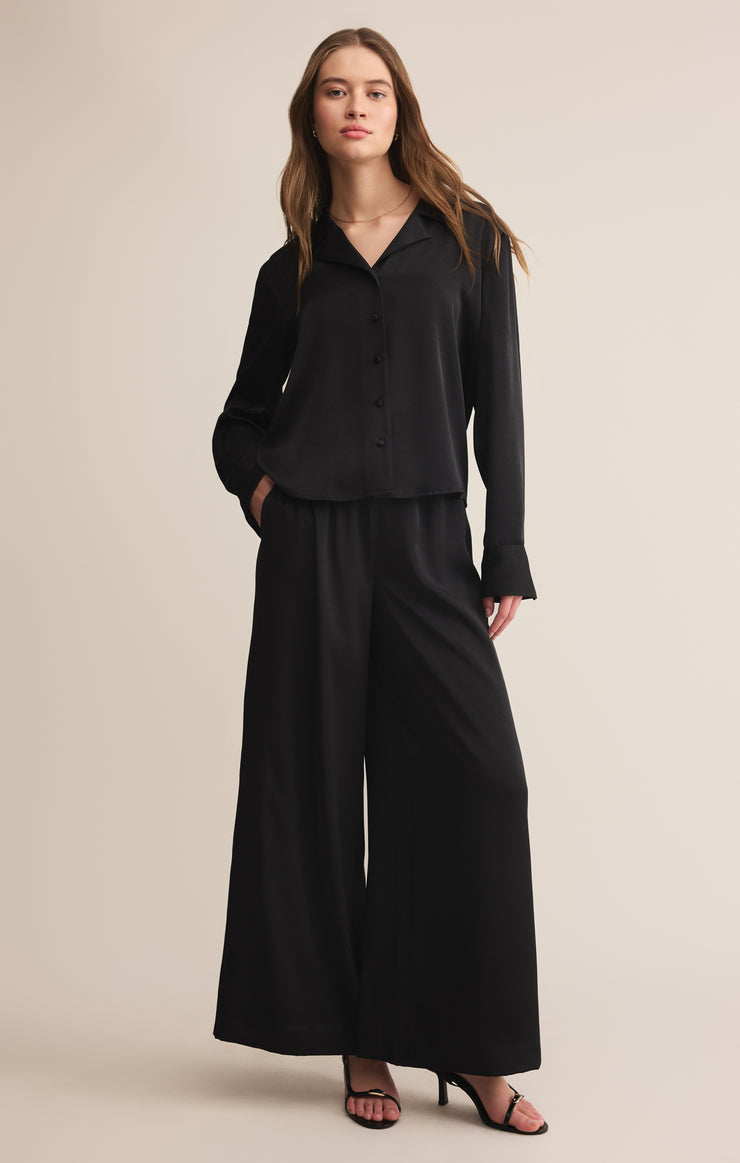 Pants Isolde Wide Leg Satin Pant Black