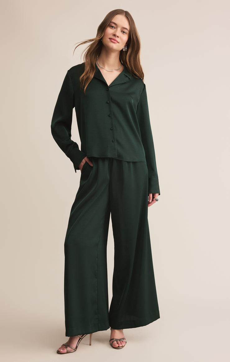 Pants Isolde Wide Leg Satin Pant Garland Green