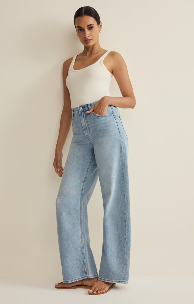 Pants Remi High Rise Denim Bowed Pant Remi High Rise Denim Bowed Pant