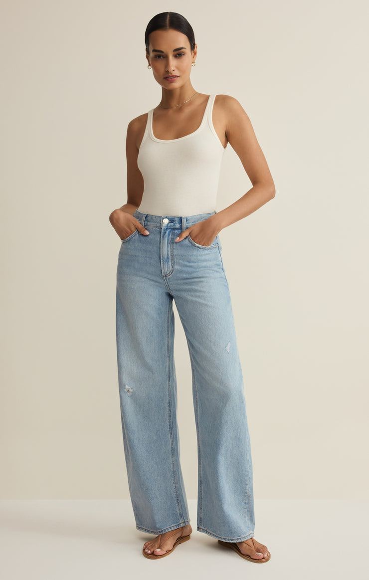 Pants Remi High Rise Denim Bowed Pant Cove