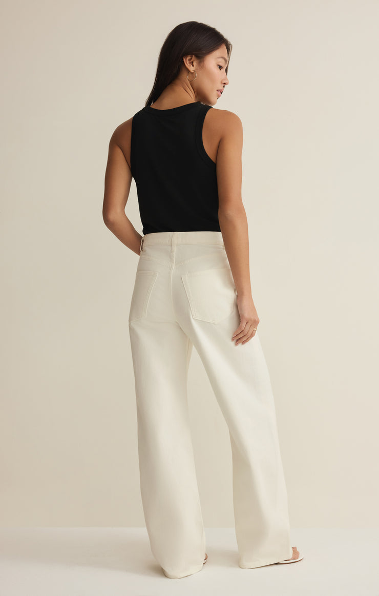 Remi High Rise Denim Bowed Pant