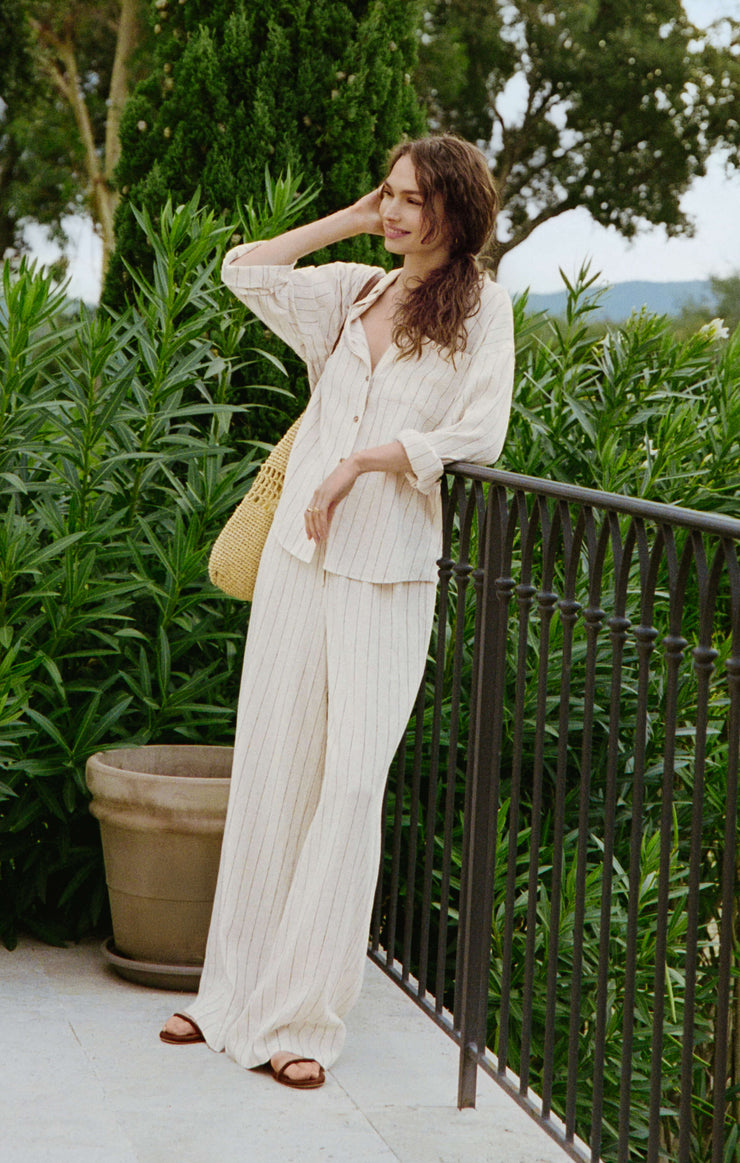 Pants Henri Striped Linen Wide Leg Pant Linen