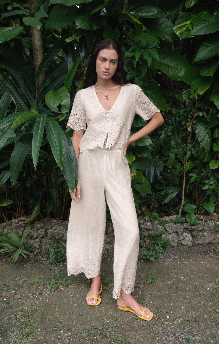 TWELVE V STAR SUPPLY Z – Pant Embroidered Esta Sea ホワイト サイズ0 PANTS EMBROIDERY レディースウェア
