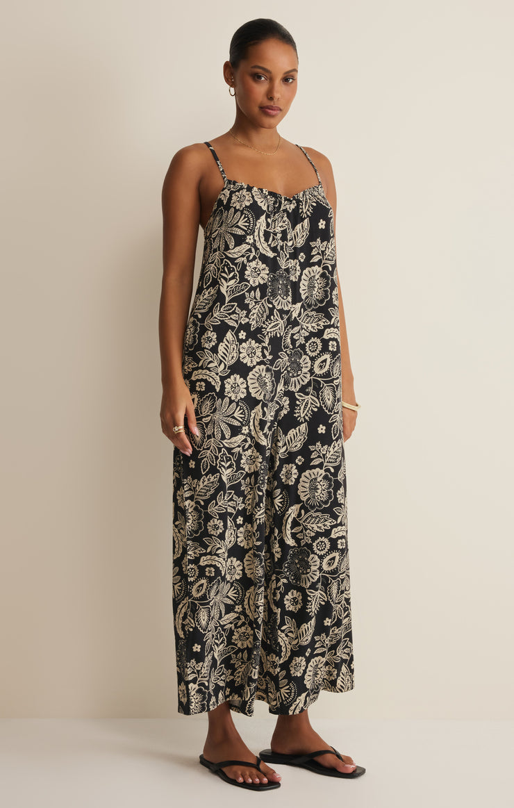 maxi dress pants jumpsuit Z Supply Women's Day Off Luz Floral Jumpsuit, Black