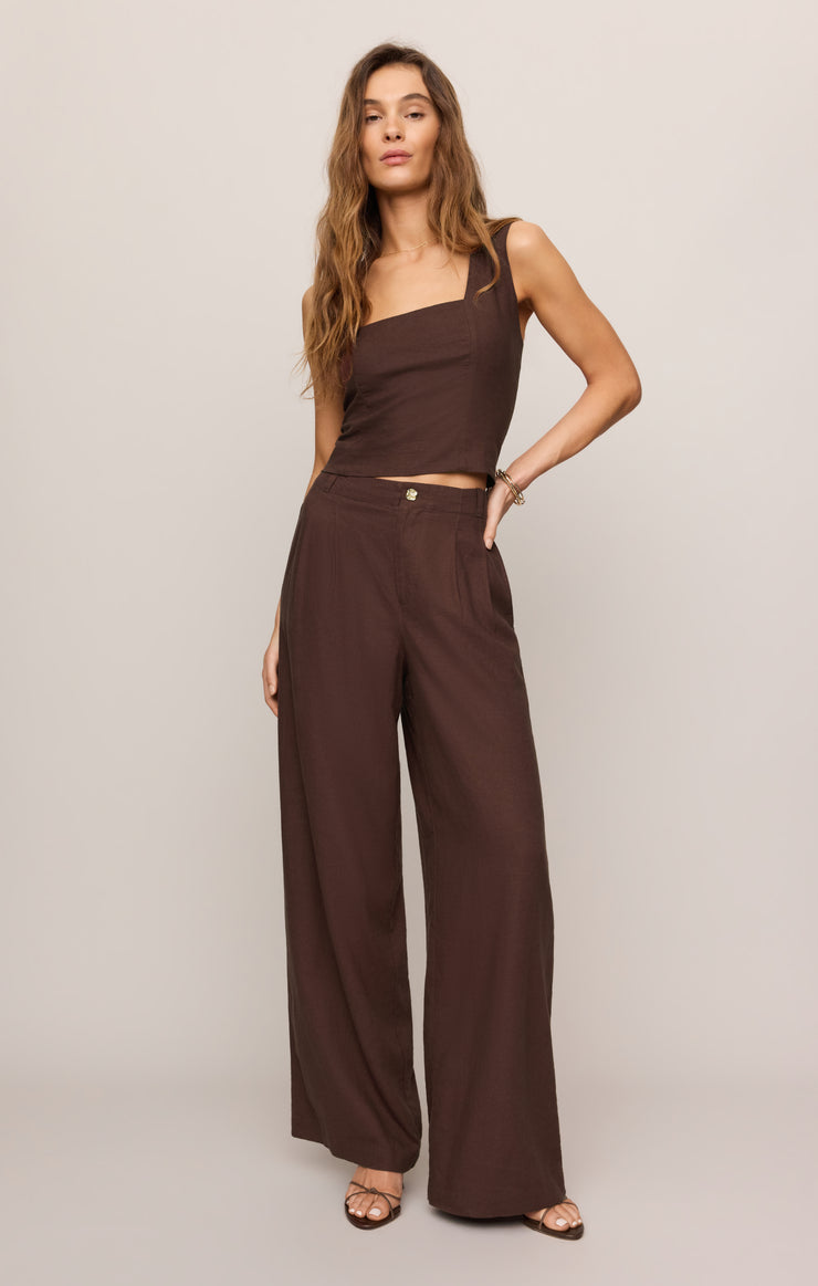 Pants Magnolia Wide Leg Linen Trouser Pant Chocolate Cherry