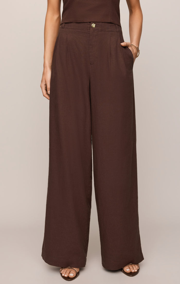 Pants Magnolia Wide Leg Linen Trouser Pant Chocolate Cherry