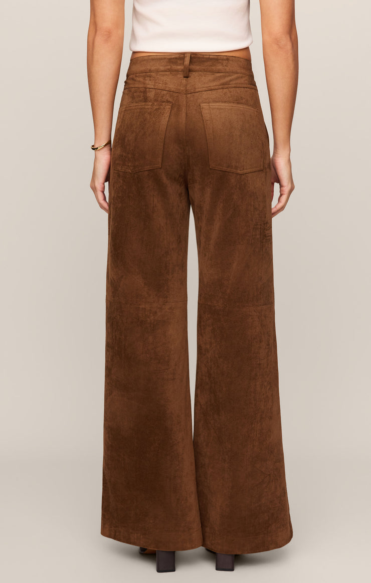 Pants Cecile Faux Suede Wide Leg Pant Saddle Suede