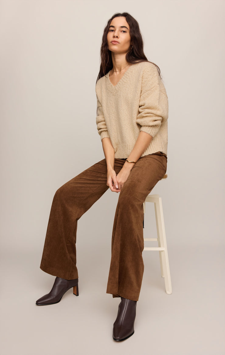Pants Cecile Faux Suede Wide Leg Pant Saddle Suede