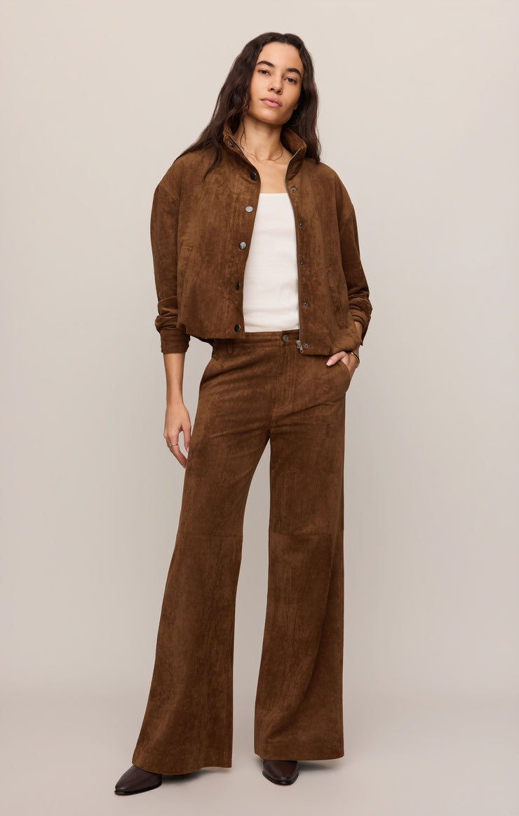 Pants Cecile Faux Suede Wide Leg Pant Saddle Suede