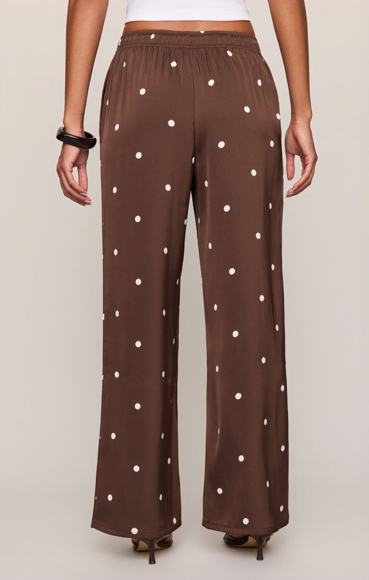 Pants Lara Satin Dot Wide Leg Pant Chocolate Cherry