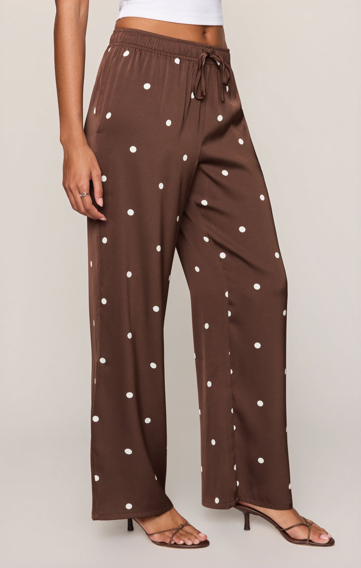 Pants Lara Satin Dot Wide Leg Pant Chocolate Cherry