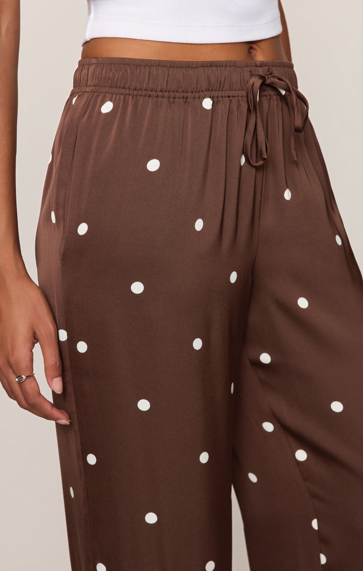 Pants Lara Satin Dot Wide Leg Pant Chocolate Cherry
