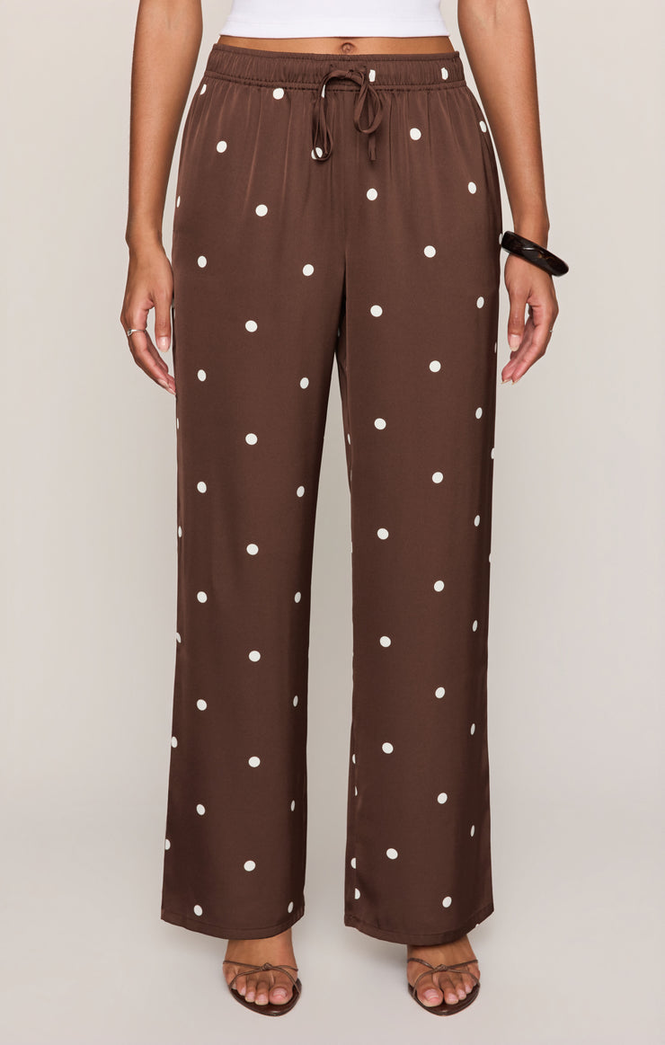 Pants Lara Satin Dot Wide Leg Pant Chocolate Cherry