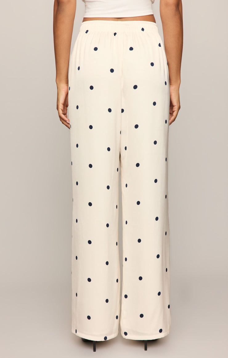 Pants Lara Satin Dot Wide Leg Pant Sea Salt