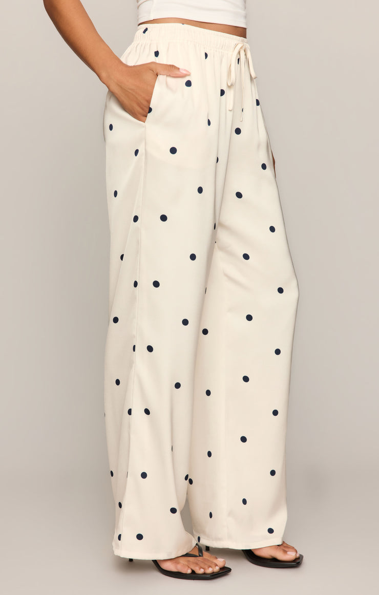 Pants Lara Satin Dot Wide Leg Pant Sea Salt