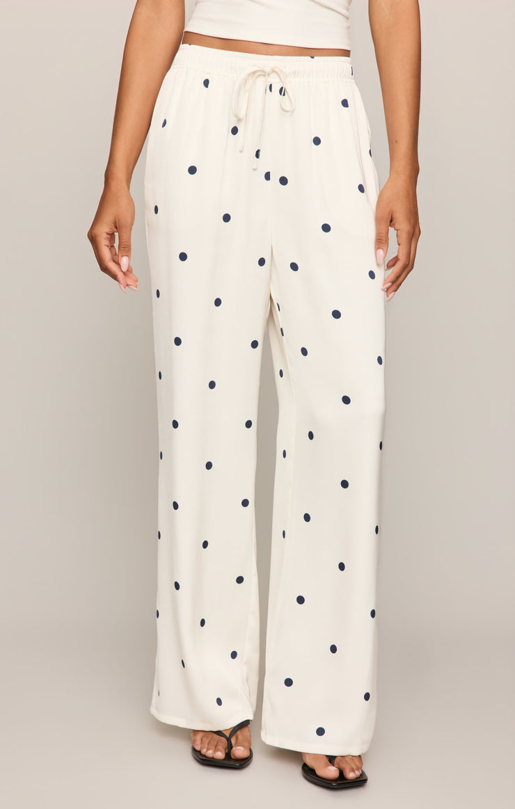 Pants Lara Satin Dot Wide Leg Pant Sea Salt