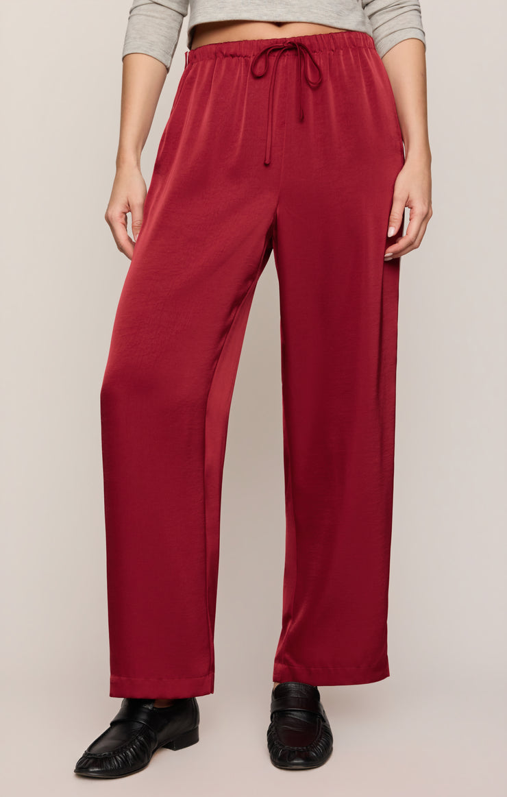 Pants In Stride Satin Track Pant Red Dahlia