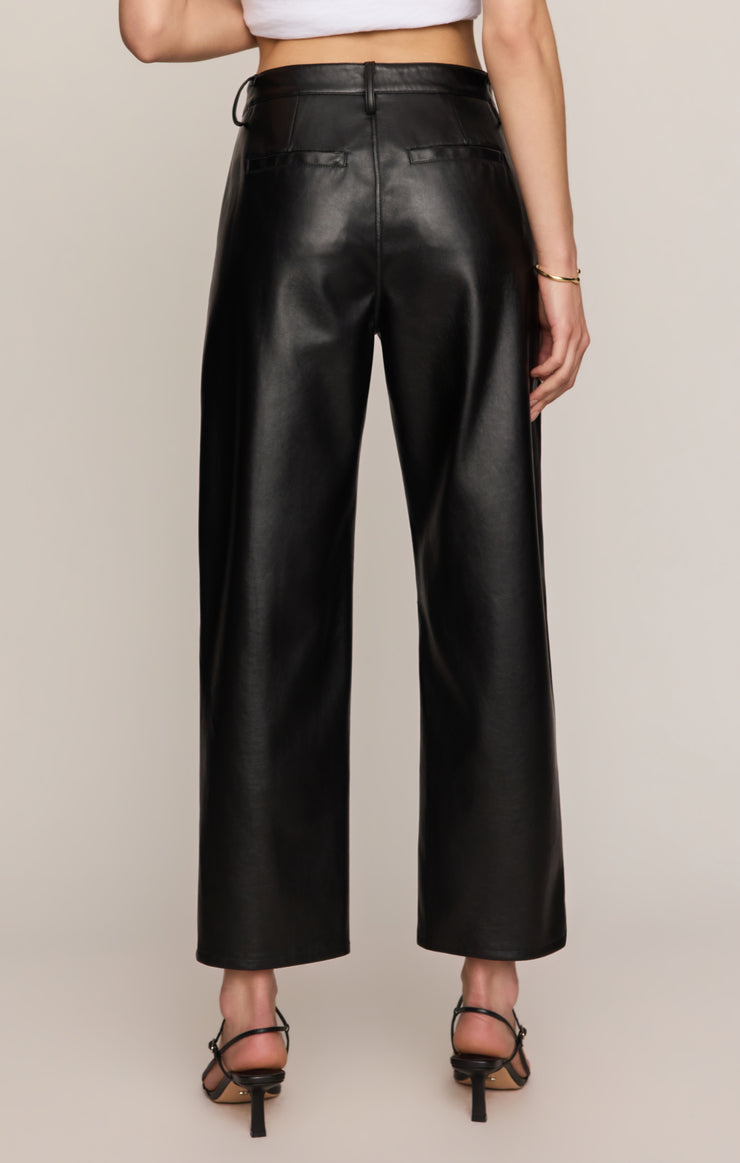 Pants Vesper Faux Leather Bowed Leg Pant Black
