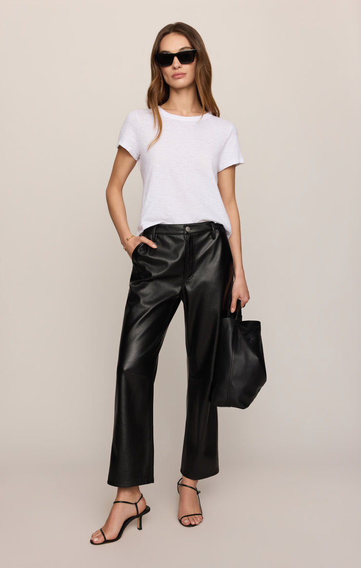 Pants Vesper Faux Leather Bowed Leg Pant Black