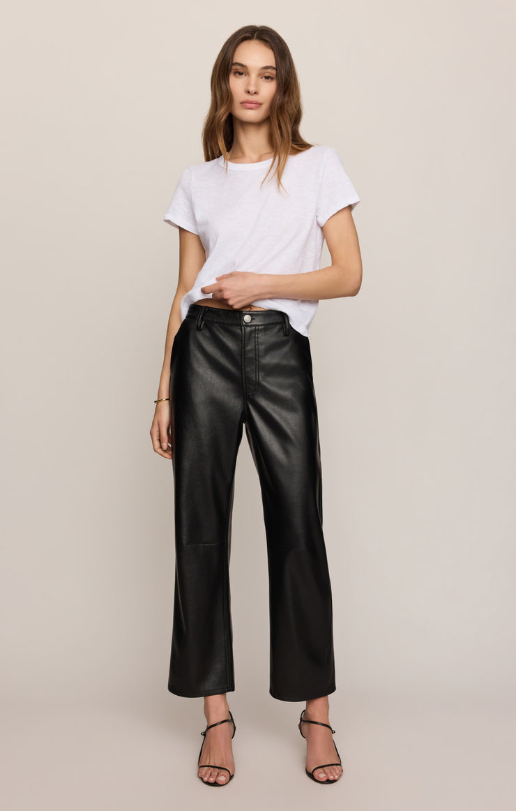 Pants Vesper Faux Leather Bowed Leg Pant Black