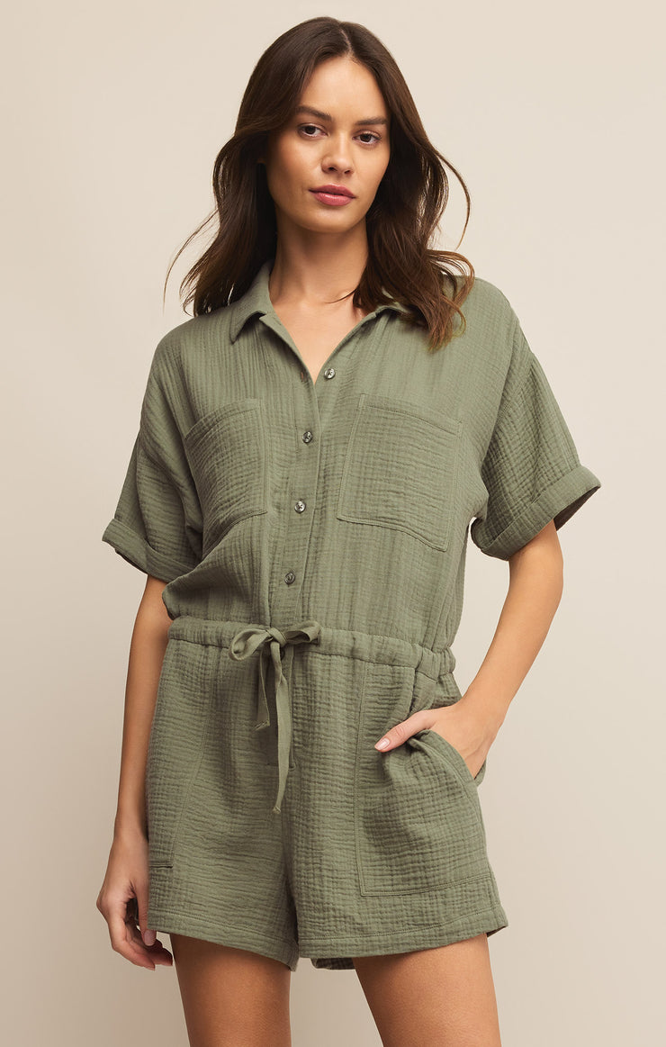 Shorts Lookout Gauze Romper Avocado