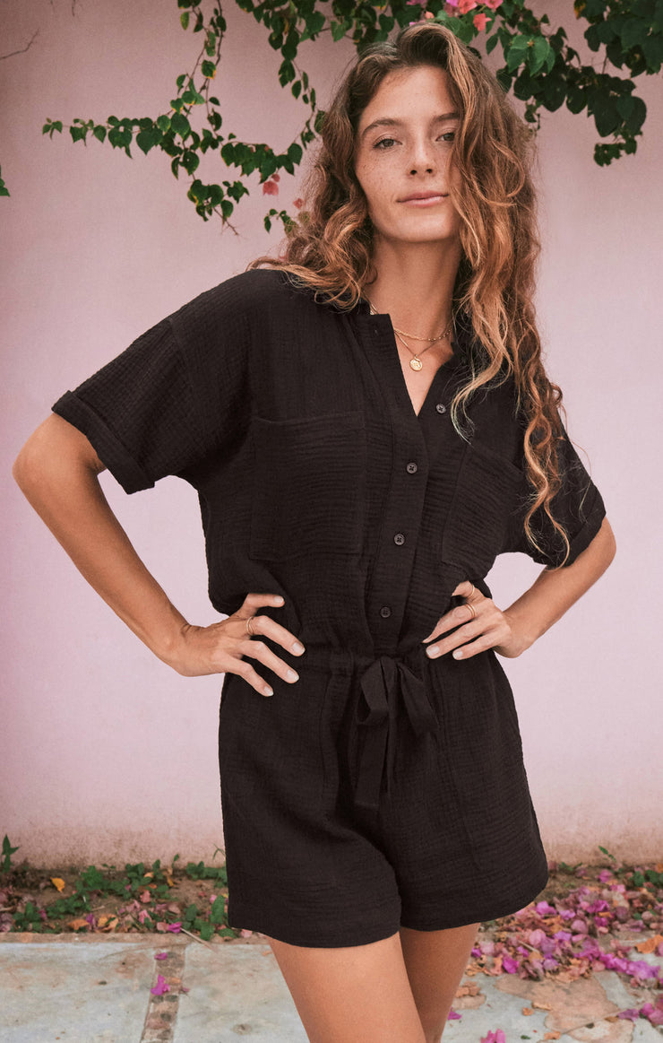 Shorts Lookout Gauze Romper Black