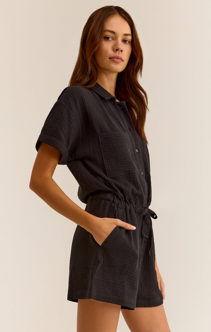 Shorts Lookout Gauze Romper Black