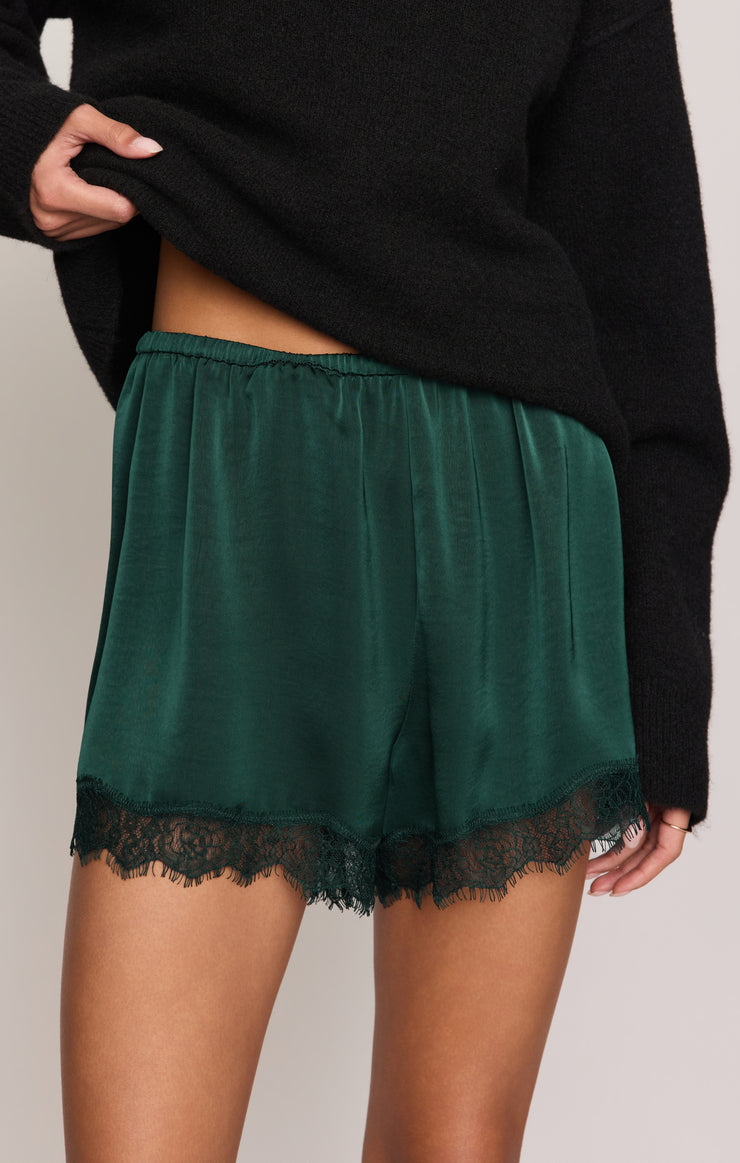 Shorts Caprice Luxe Satin Lace Short Velvet Green