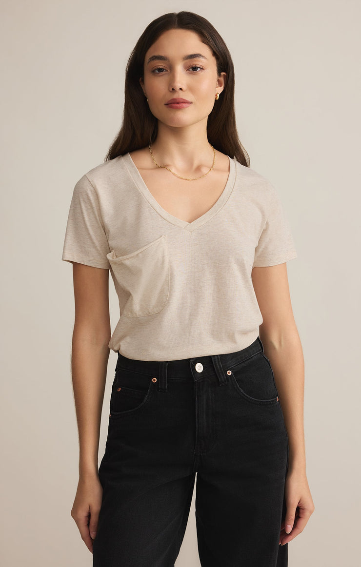 Tops Pocket Tee Light Oatmeal Heather