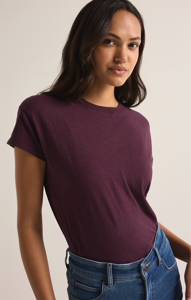 Tops Modern Slub Tee Berry Wine