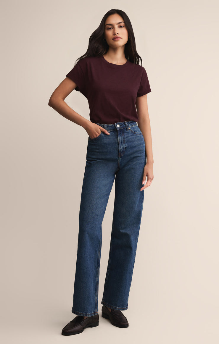 Tops Modern Slub Tee Berry Wine