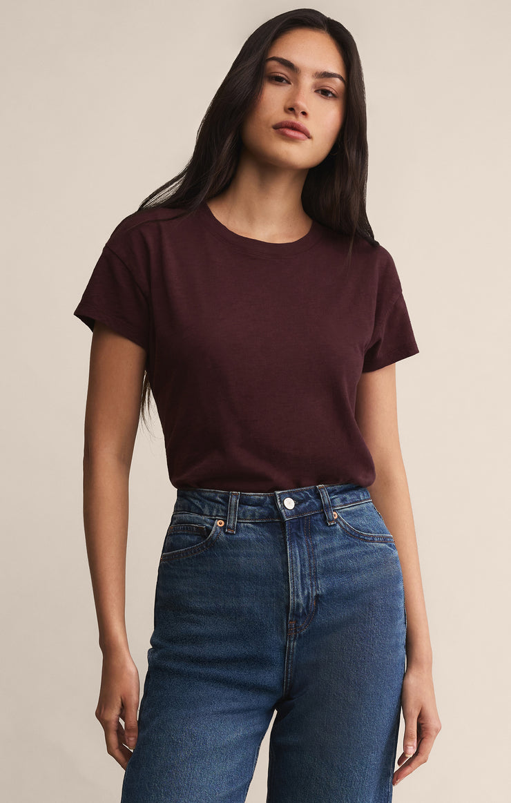 Tops Modern Slub Tee Berry Wine