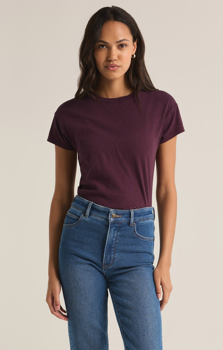 Tops Modern Slub Tee Berry Wine