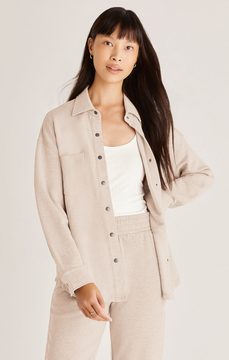 Jackets WFH Modal Shirt Jacket Feather Taupe