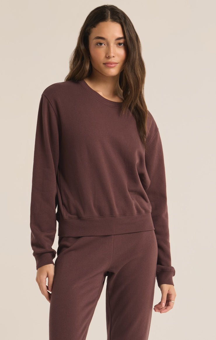 Tops Classic Crew Fleece Sweatshirt Dark Truffle