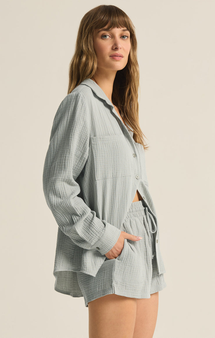 Tops Kaili Button Up Gauze Top Pale Jade