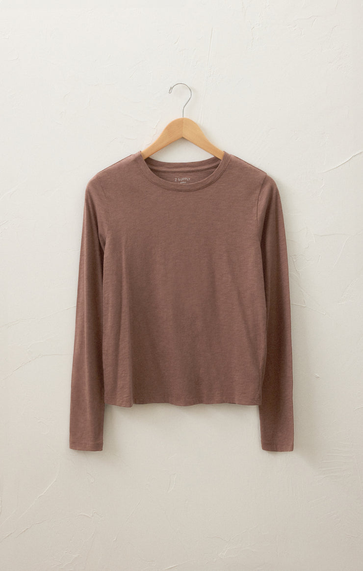 Tops Modern Slub Long Sleeve Tee Deep Taupe