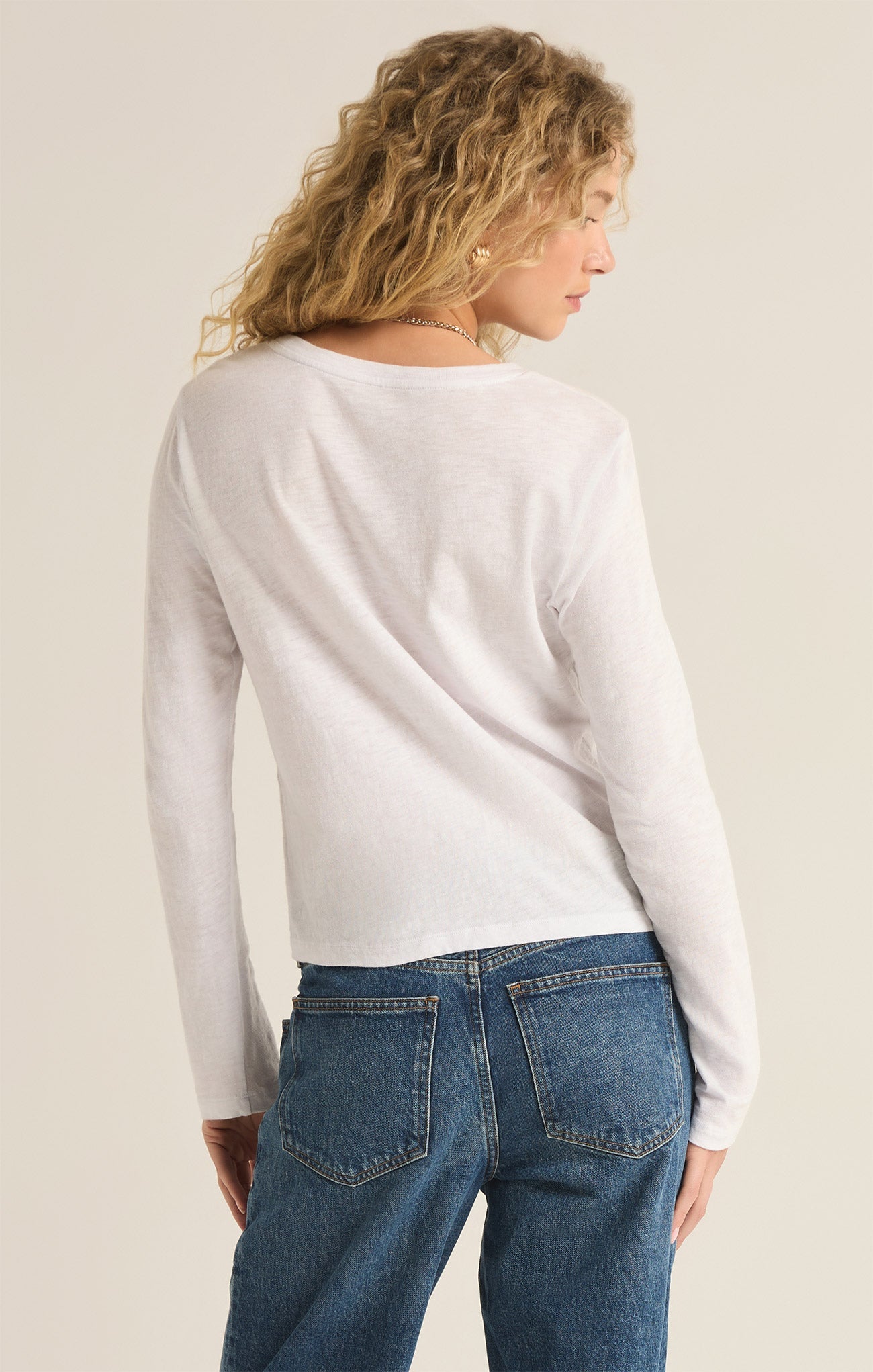 【2plan】Solin cut ribbed long sleeve tee Custom District Womens' Perfect Tri Midi Long Sleeve Tee