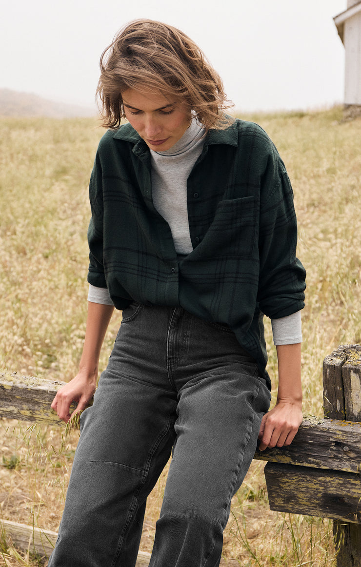 Tops River Plaid Button Up Cyprus Green