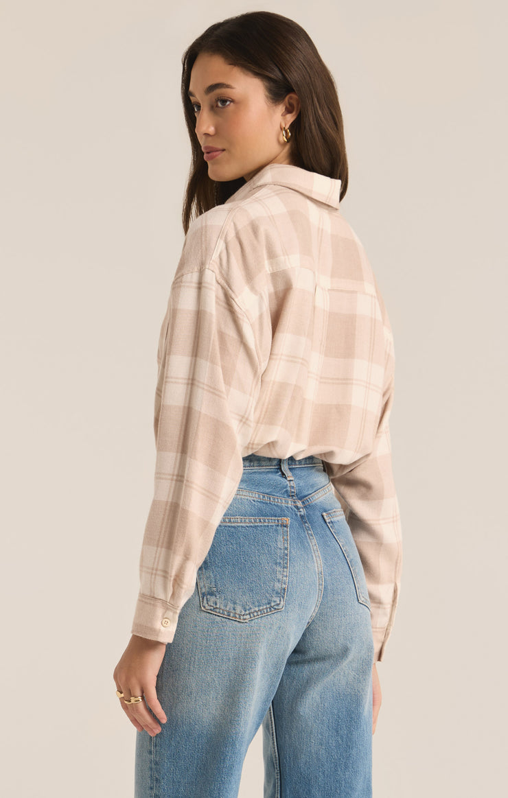 Tops River Plaid Button Up Putty