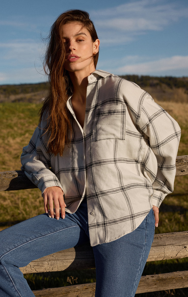 Tops River Plaid Button Up Sea Salt