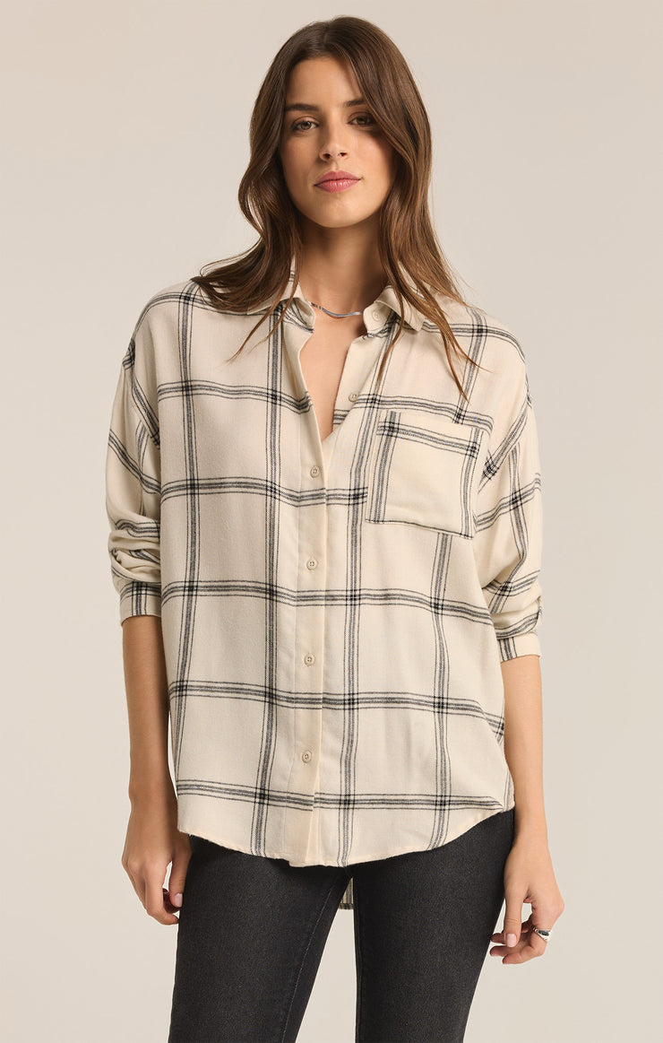 Tops River Plaid Button Up Sea Salt