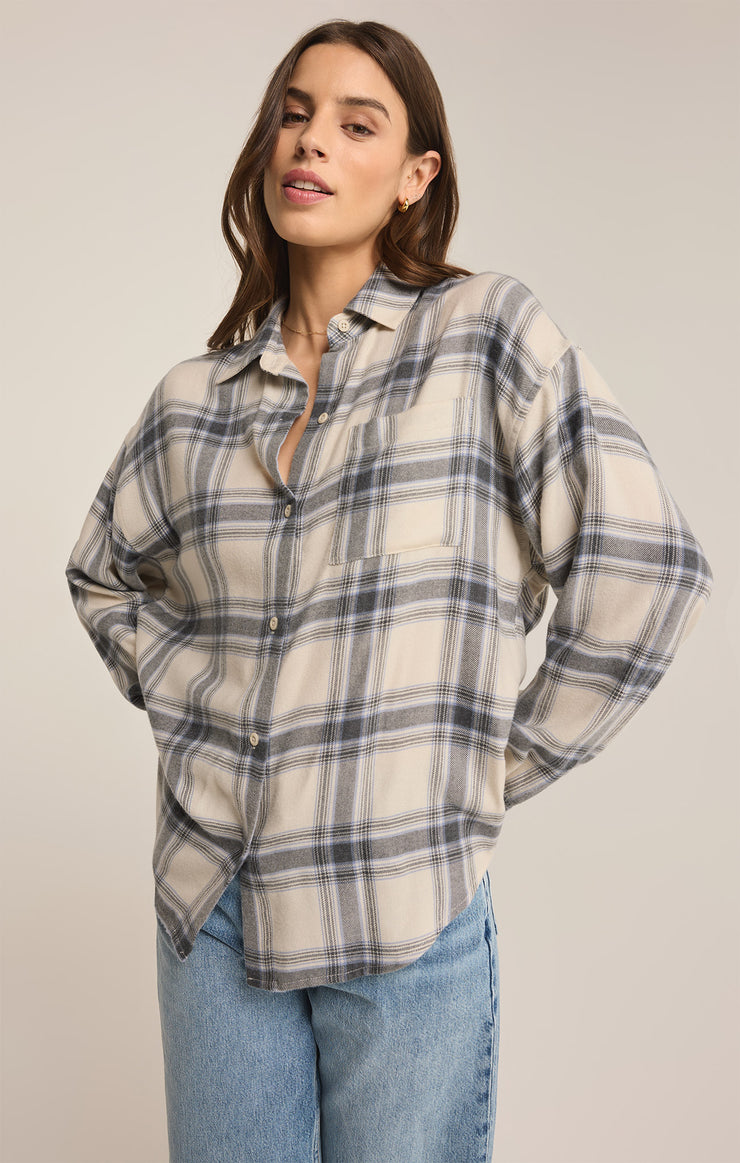 Tops River Plaid Button Up Thunder Cloud