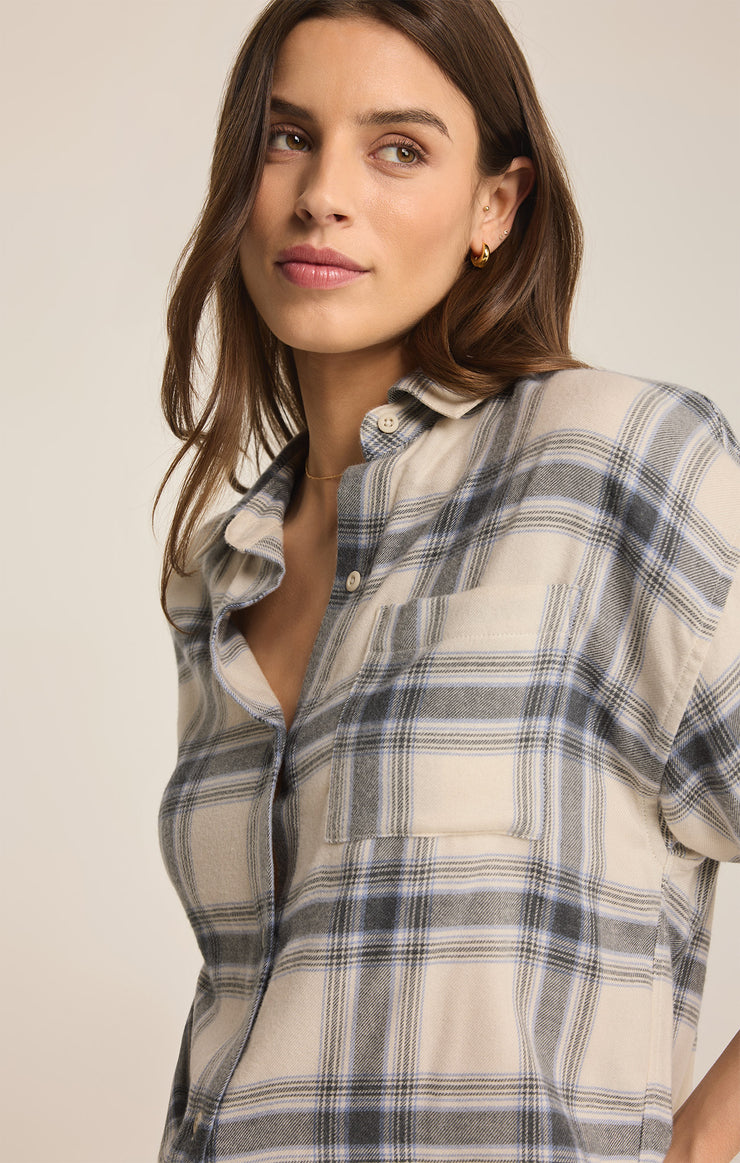 Tops River Plaid Button Up Thunder Cloud