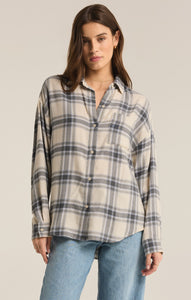 TopsRiver Plaid Button Up Thunder Cloud