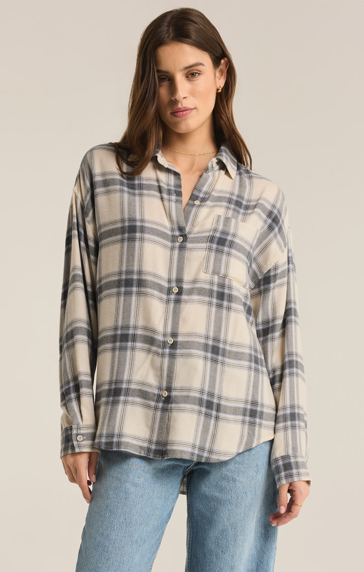 Tops River Plaid Button Up Thunder Cloud