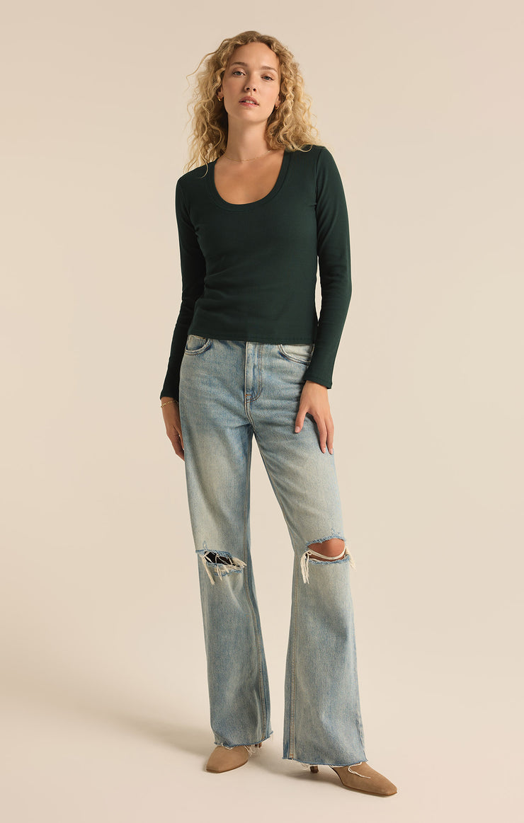 Tops Sirena Rib Long Sleeve Tee Cyprus Green