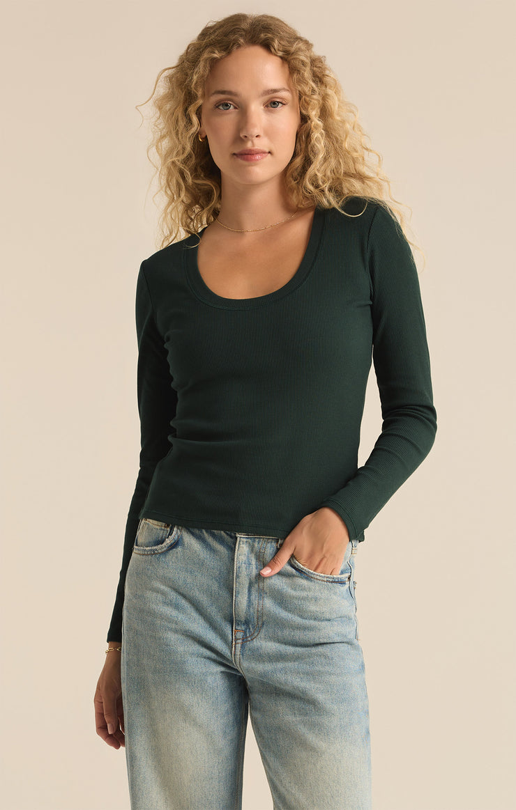 Tops Sirena Rib Long Sleeve Tee Cyprus Green